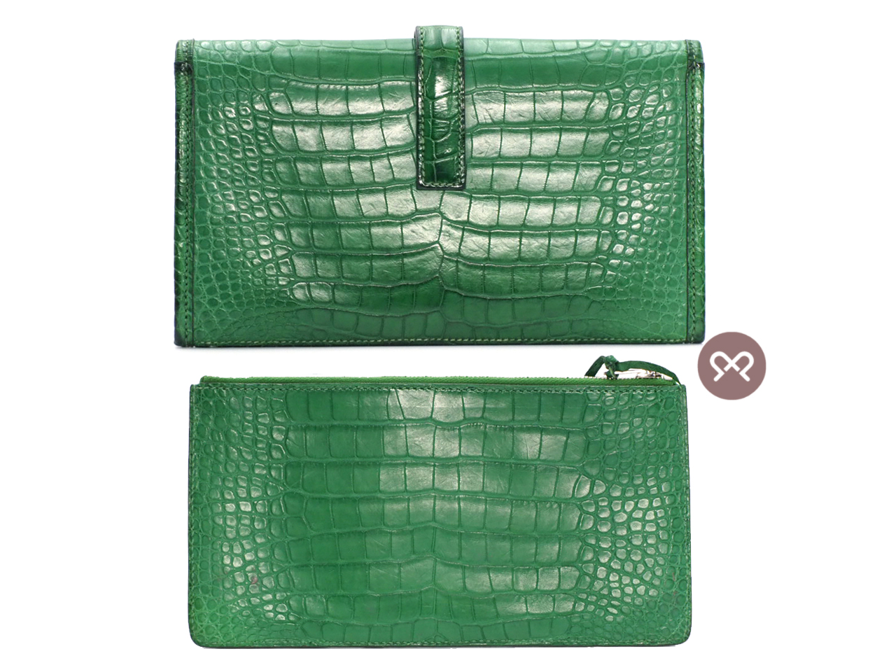 Hermes Cactus Green Alligator Matte Jige Elan 22cm X Stamp Clutch Bag - Image 3