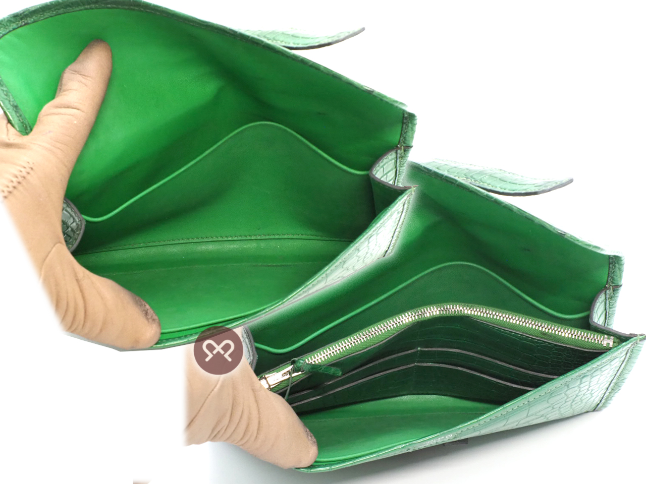 Hermes Cactus Green Alligator Matte Jige Elan 22cm X Stamp Clutch Bag - Image 7