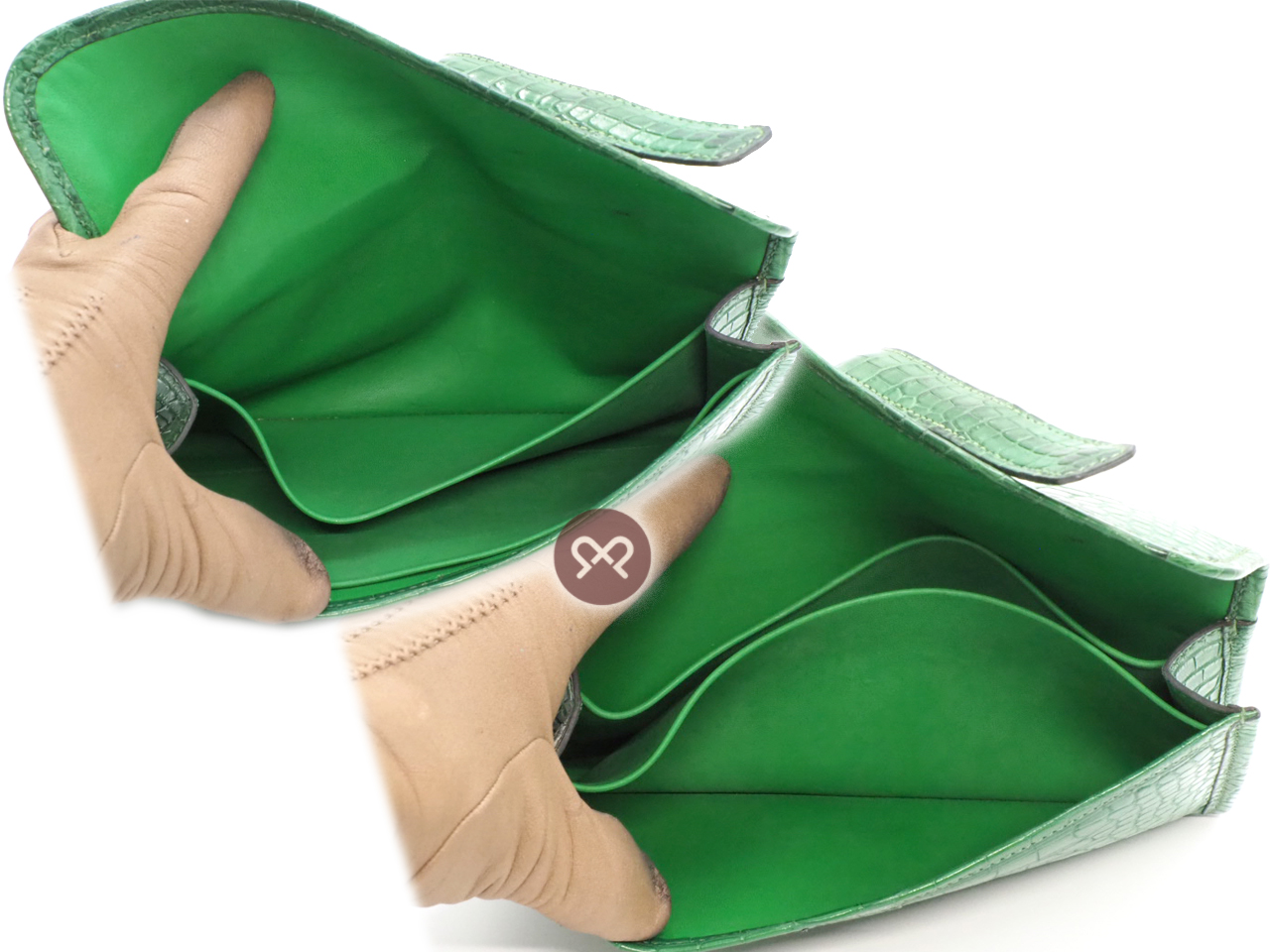 Hermes Cactus Green Alligator Matte Jige Elan 22cm X Stamp Clutch Bag - Image 8