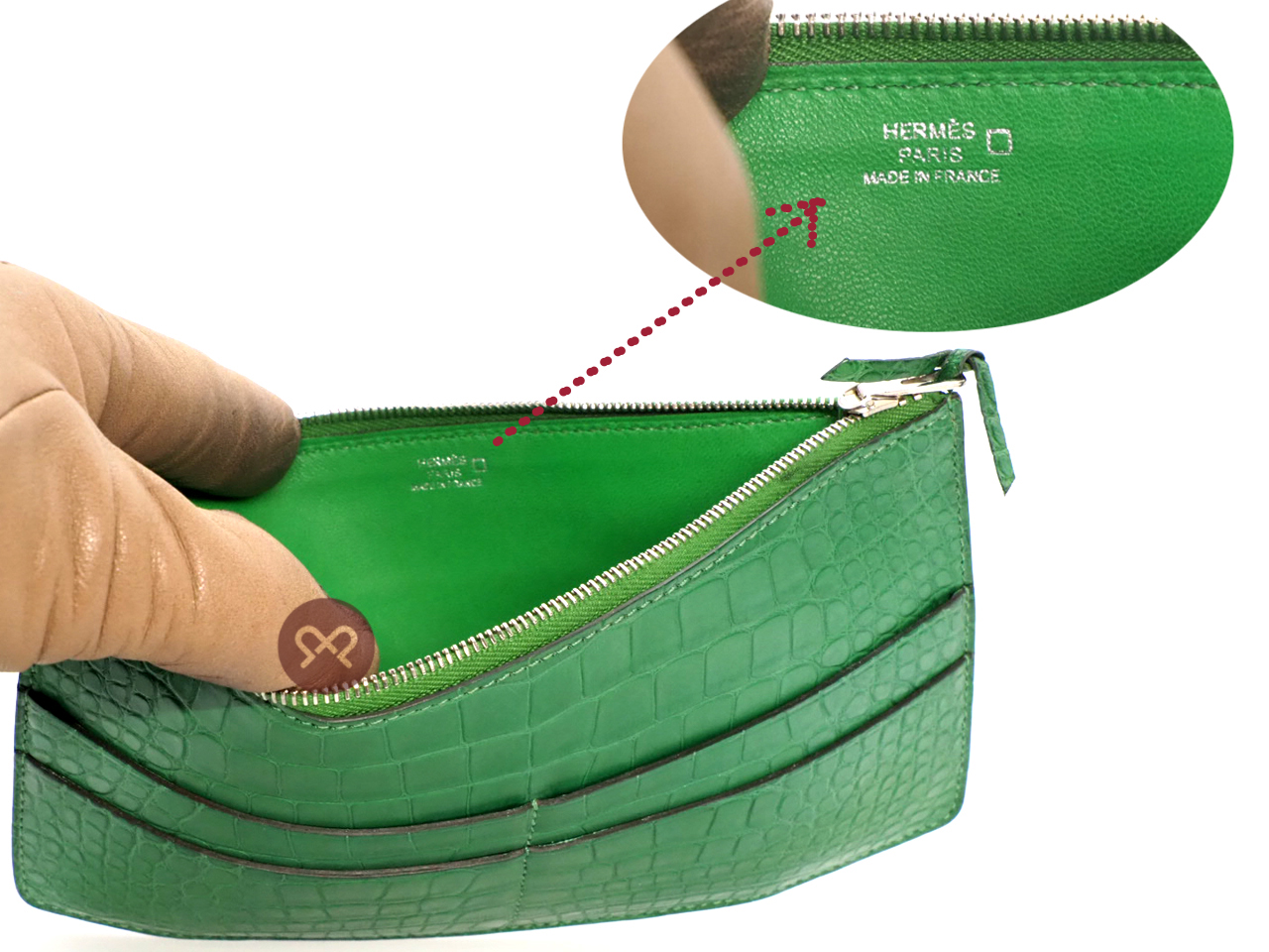 Hermes Cactus Green Alligator Matte Jige Elan 22cm X Stamp Clutch Bag - Image 10