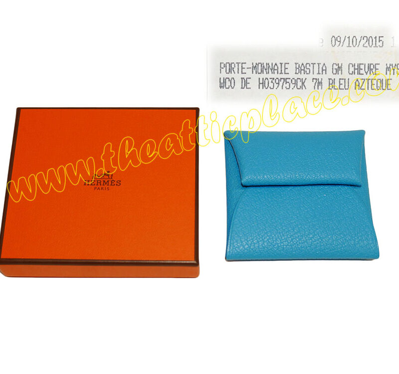 Hermes Mysore Leather Bleu Azteque Coin Purse