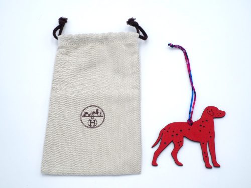 Hermes Grey/ Red Leather Petit H Dalmatian Dog Bag charm