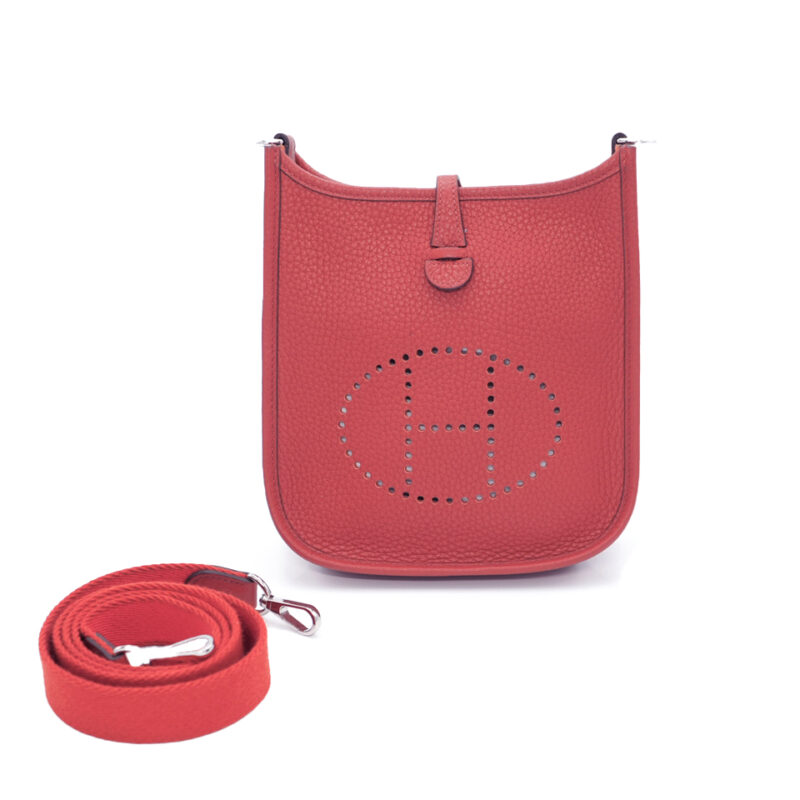 Hermes Evelyne mini TPM 16 Amazona Clemence Orange/ Brick Red Clemence Palladium Hardware
