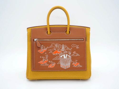 Hermes Gold Swift Leather Limited Edition Printed Backpocket Pouch For Birkin 25- Z Stamp
