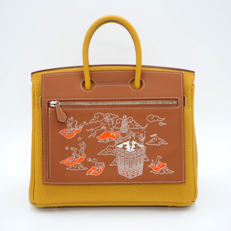 Hermes Gold Swift Leather Limited Edition Printed Backpocket Pouch For Birkin 25- Z Stamp