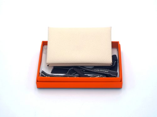 Hermes Bi-Color Y Stamp Calvi Duo Compact Card Holder/ Wallet