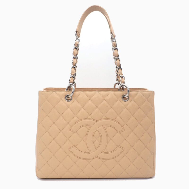 Chanel 13045777 Beige Caviar Grand Shopping Tote Silver Hardware
