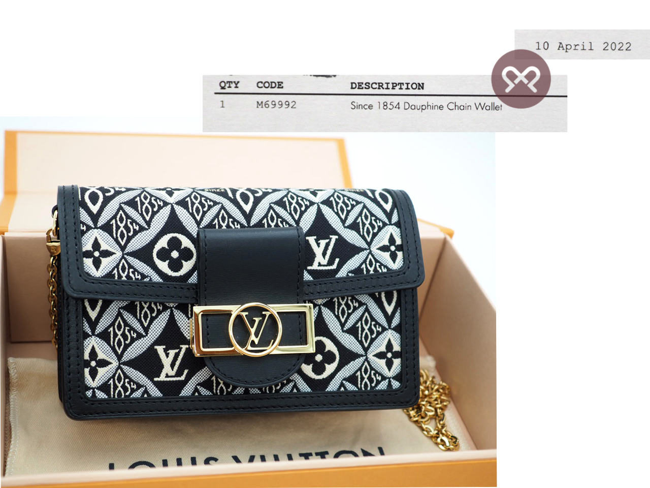 Louis Vuitton M69992 Monogram Textile Since 1854 Dauphine Chain Wallet/ Shoulder/ Crossbody Bag -RFID - Image 2