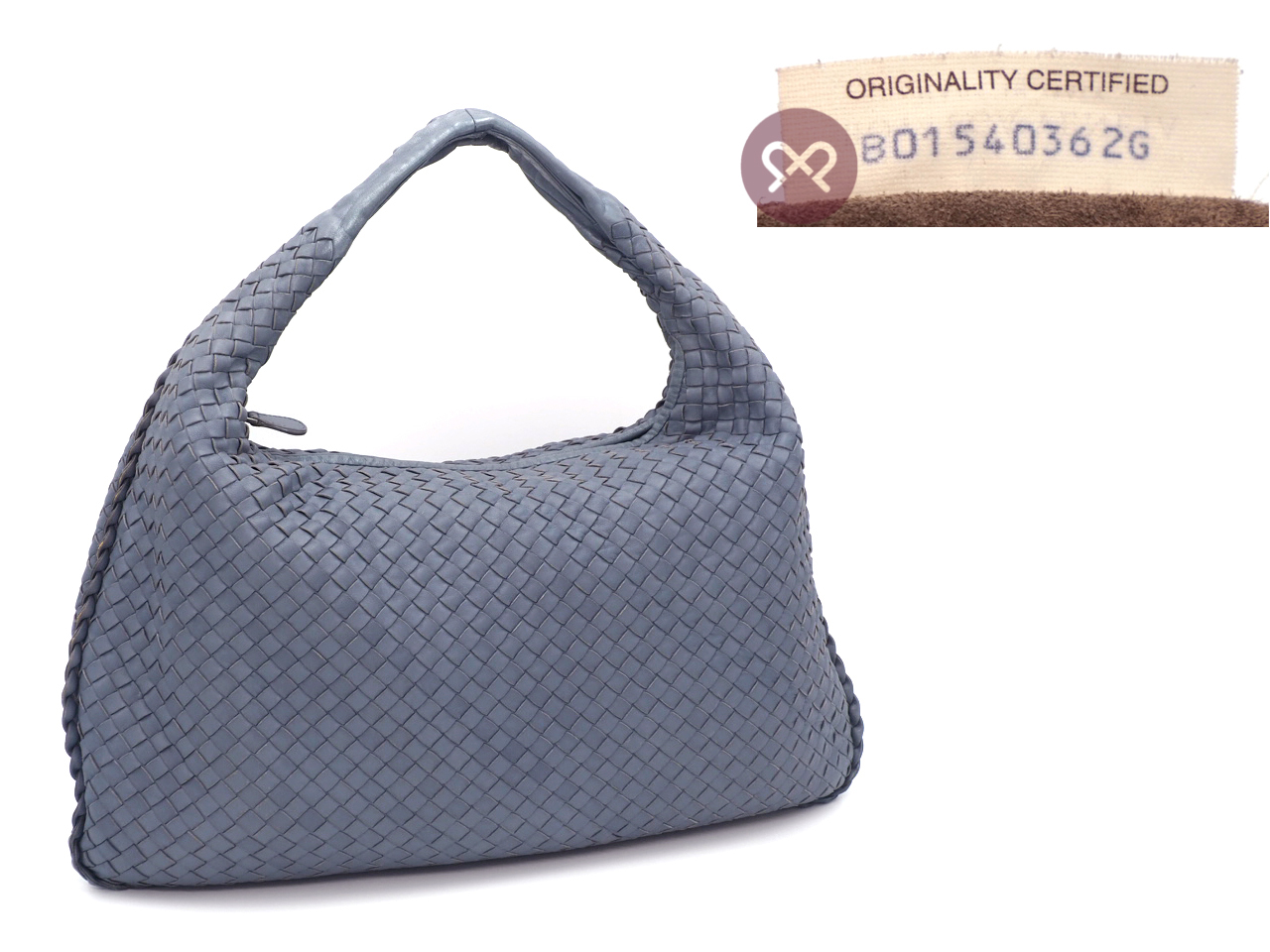 Bottega Veneta 115654 Light Blue/ Grey Intrecciato Leather Hobo Large One Shoulder Bag - Image 2