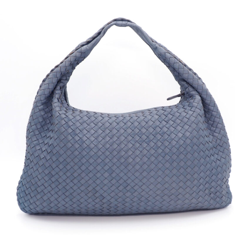 Bottega Veneta 115654 Light Blue/ Grey Intrecciato Leather Hobo Large One Shoulder Bag