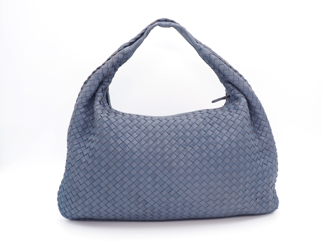 Bottega Veneta 115654 Light Blue/ Grey Intrecciato Leather Hobo Large One Shoulder Bag