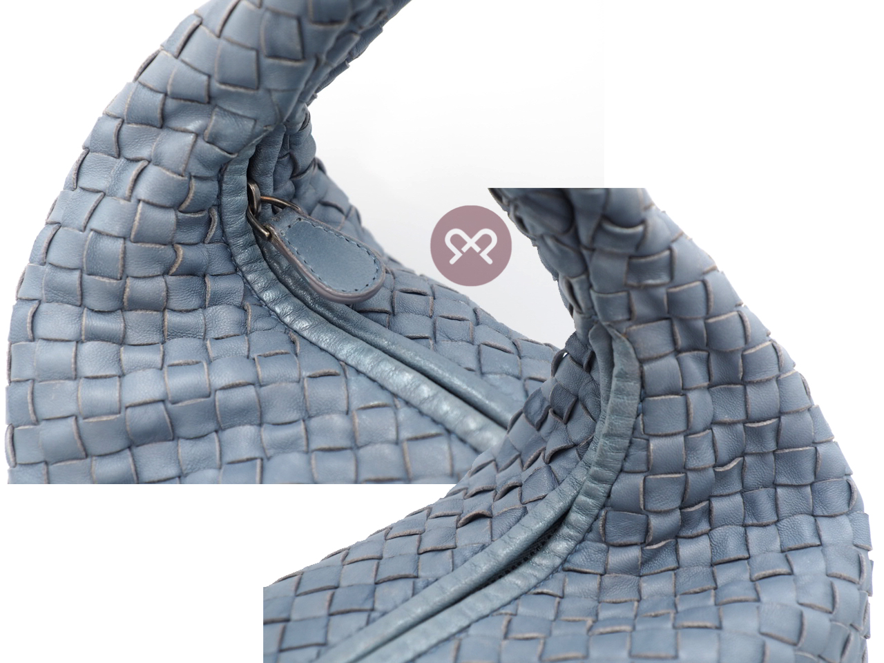 Bottega Veneta 115654 Light Blue/ Grey Intrecciato Leather Hobo Large One Shoulder Bag - Image 6