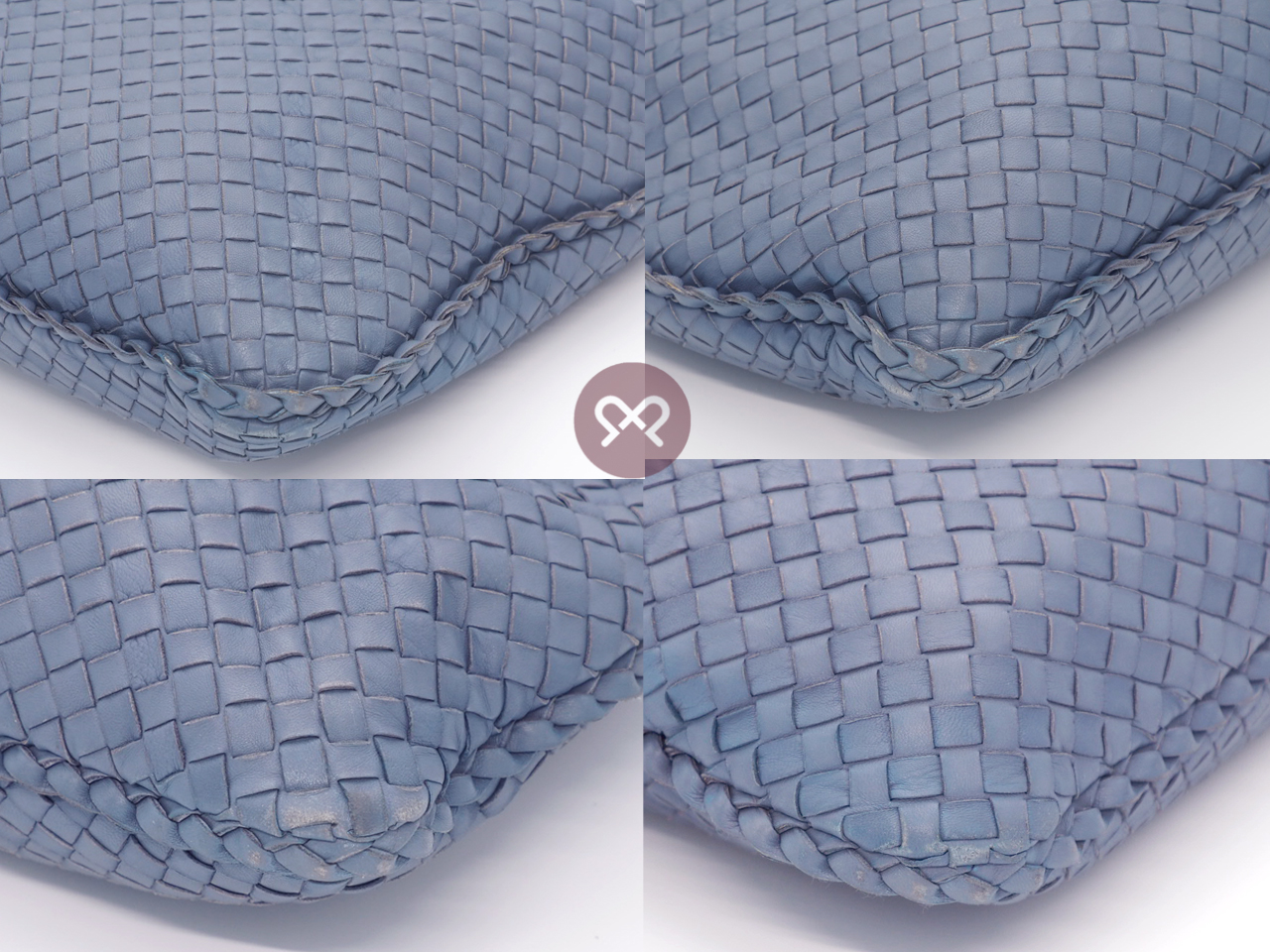 Bottega Veneta 115654 Light Blue/ Grey Intrecciato Leather Hobo Large One Shoulder Bag - Image 7
