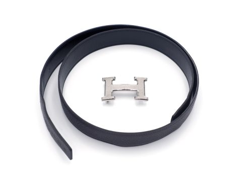 Hermes Brown/ Black 32mm H Silver Belt Buckle 2 Reversible Belt -90cm