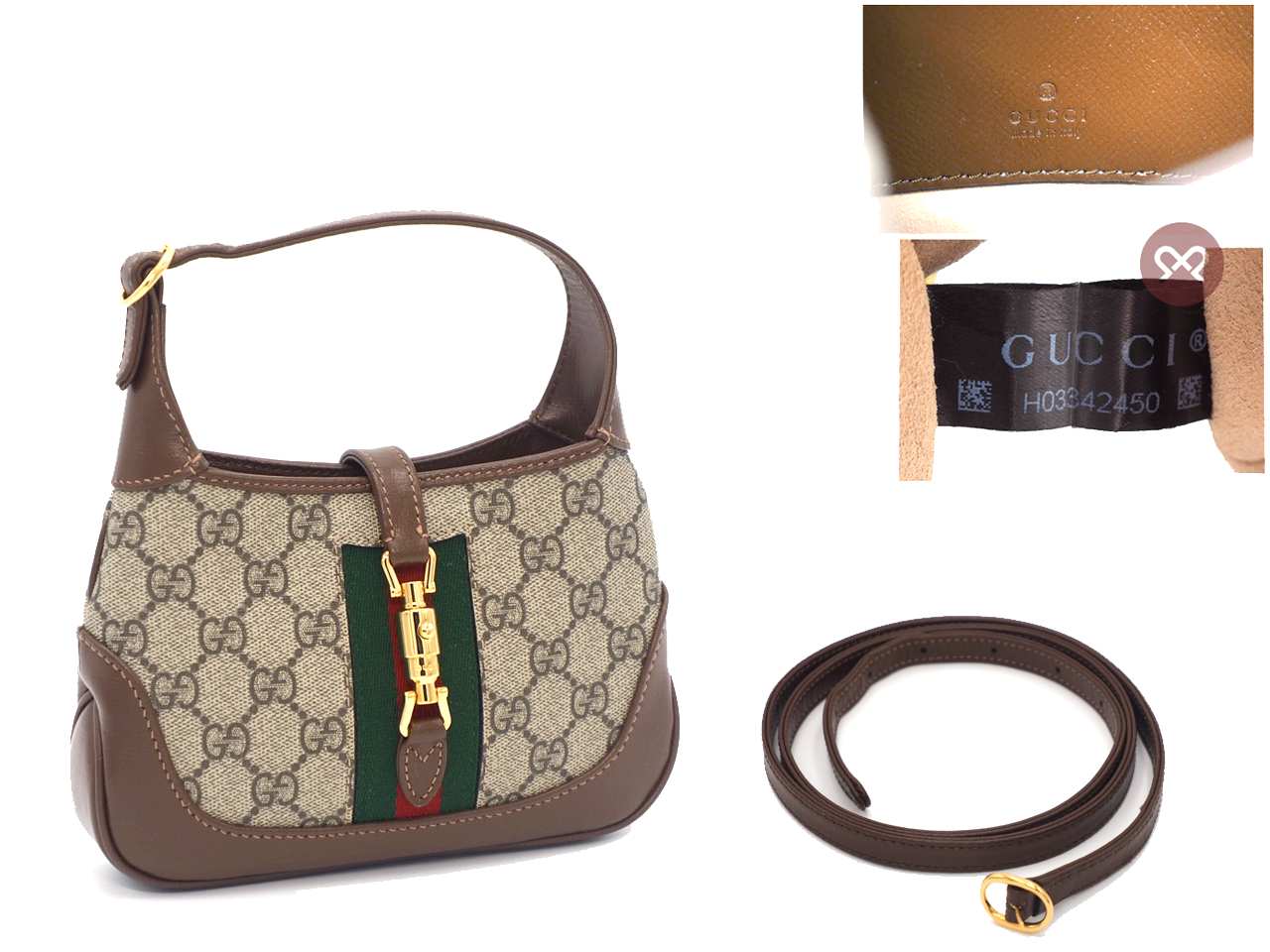 Gucci 637092 Brown Leather GG Jackie 1961 Mini Hobo Shoulder/ Crossbody Bag - Image 2