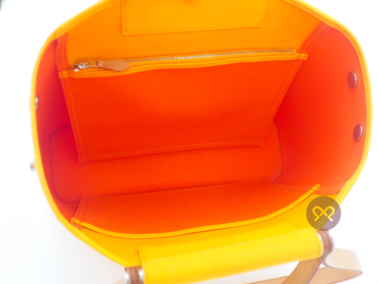 Hermes Cabag 32cm Jaune/ Naturel -Sable Toile Officier Canvas P Stamp Vertical Tote P Stamp - Image 12