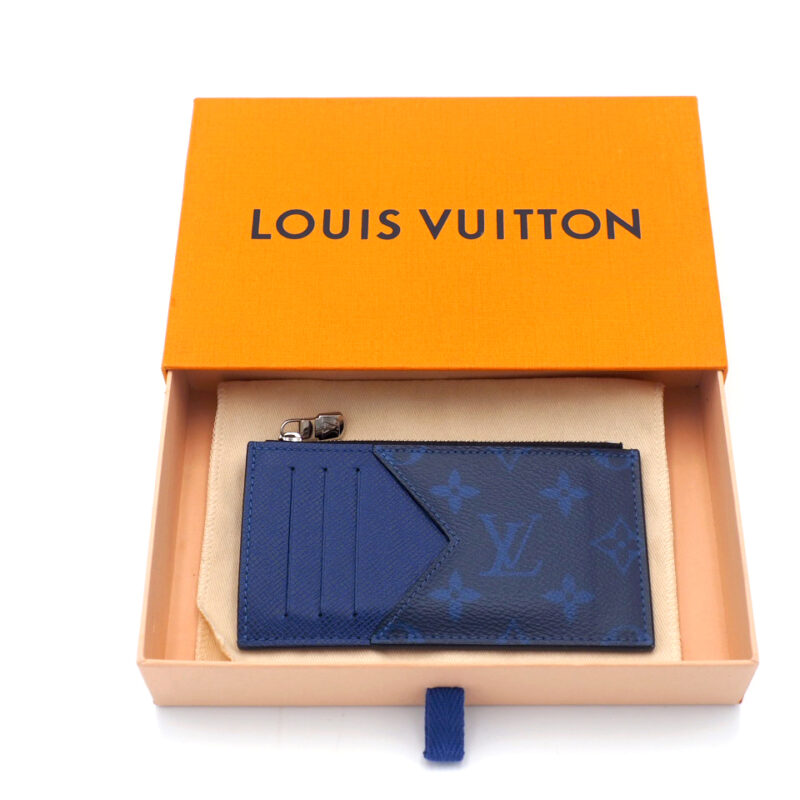 Louis Vuitton M30270 Monogram/ Taiga Cobalt Coin Card Holder (RFID)