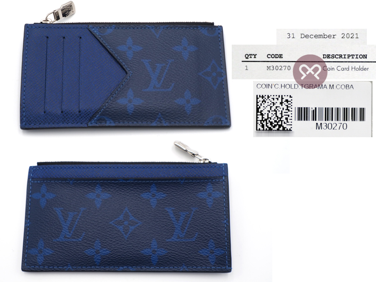 Louis Vuitton M30270 Monogram/ Taiga Cobalt Coin Card Holder (RFID) - Image 2
