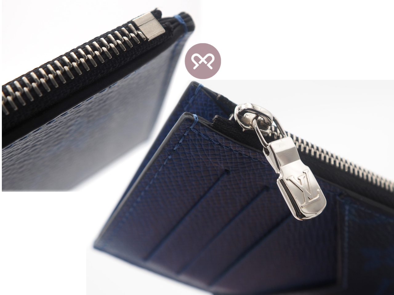 Louis Vuitton M30270 Monogram/ Taiga Cobalt Coin Card Holder (RFID) - Image 4