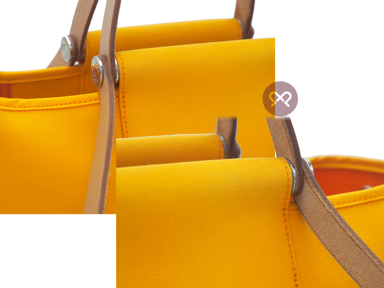 Hermes Cabag 32cm Jaune/ Naturel -Sable Toile Officier Canvas P Stamp Vertical Tote P Stamp - Image 9