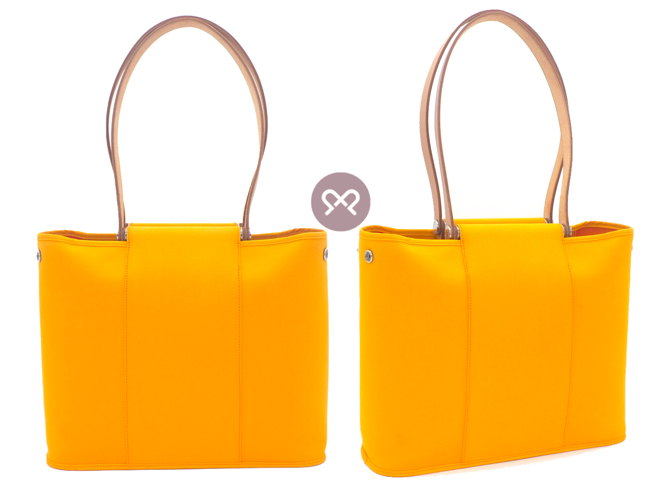 Hermes Cabag 32cm Jaune/ Naturel -Sable Toile Officier Canvas P Stamp Vertical Tote P Stamp - Image 4