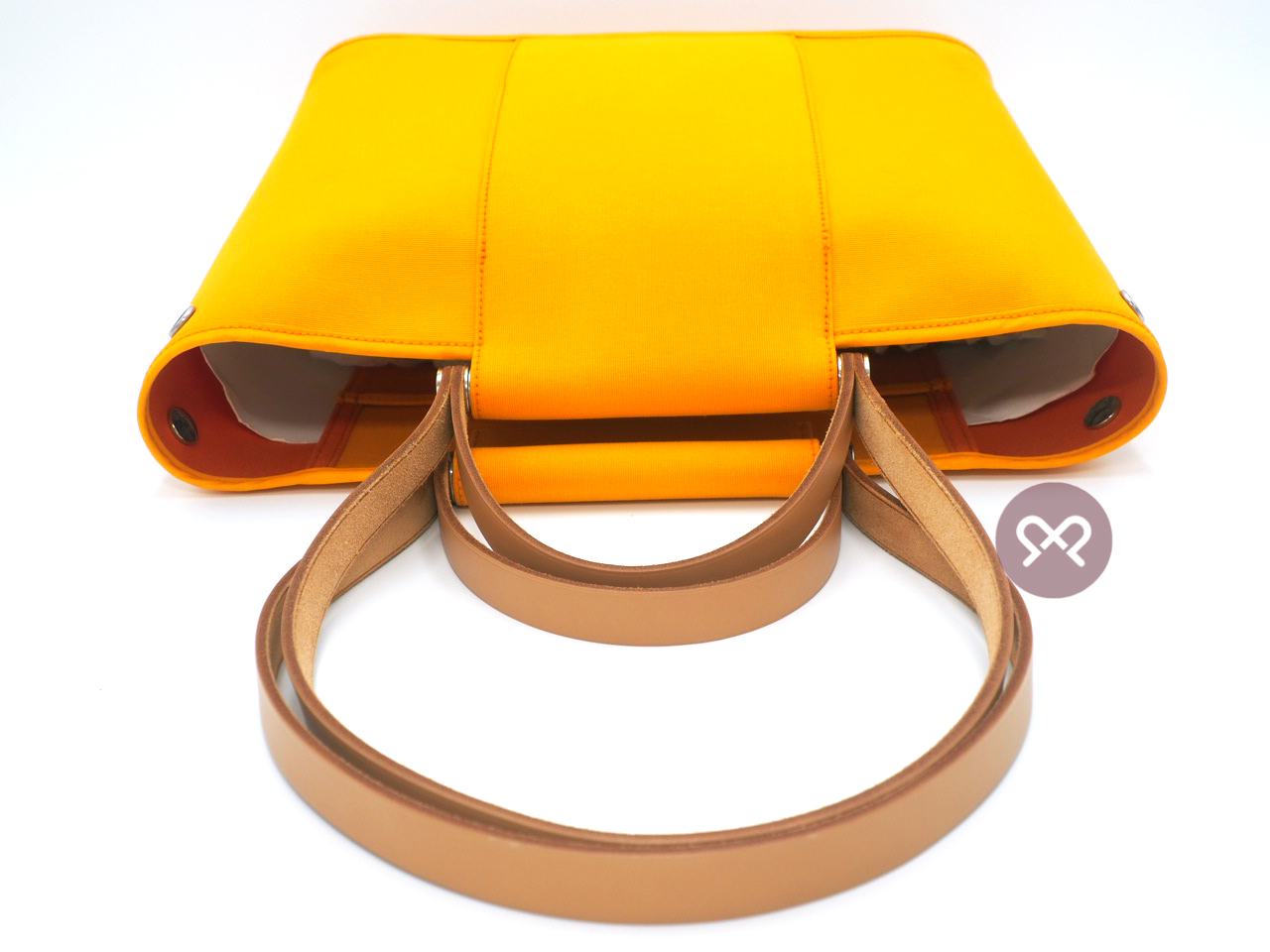 Hermes Cabag 32cm Jaune/ Naturel -Sable Toile Officier Canvas P Stamp Vertical Tote P Stamp - Image 6