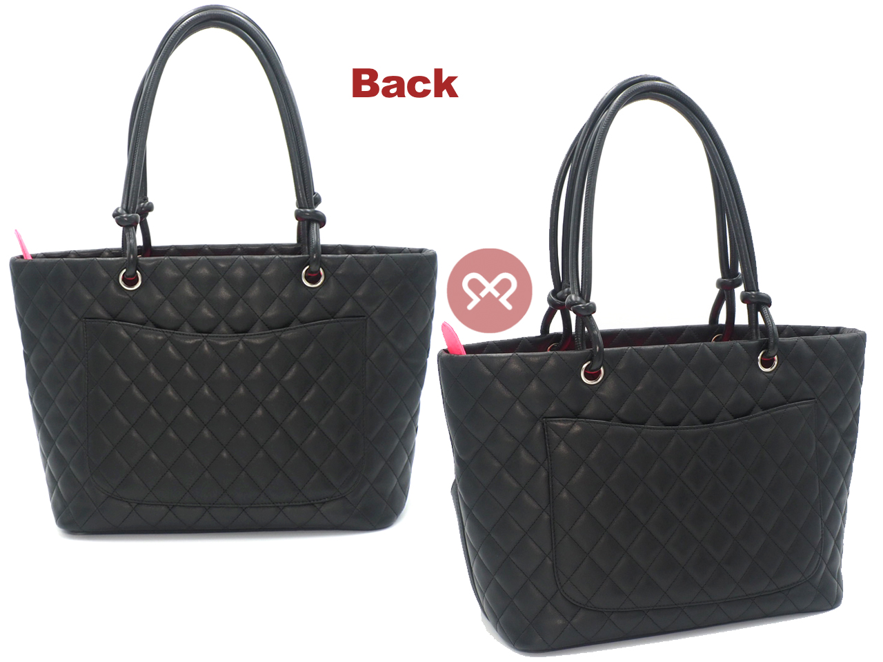 Chanel 9559985 Black x Black Lambskin Leather Cambon Quilted CC Shopping Large Tote - Image 3