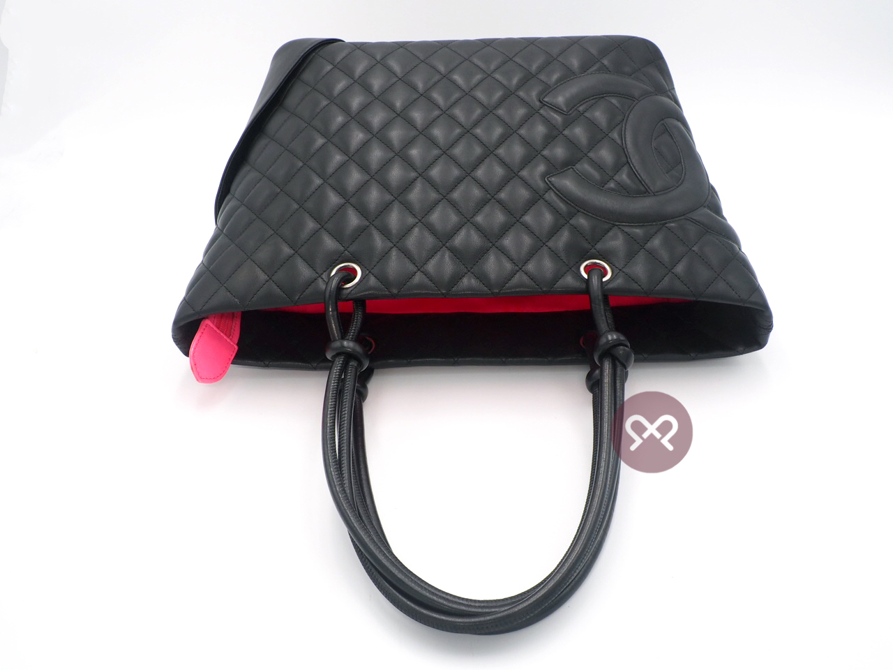 Chanel 9559985 Black x Black Lambskin Leather Cambon Quilted CC Shopping Large Tote - Image 5
