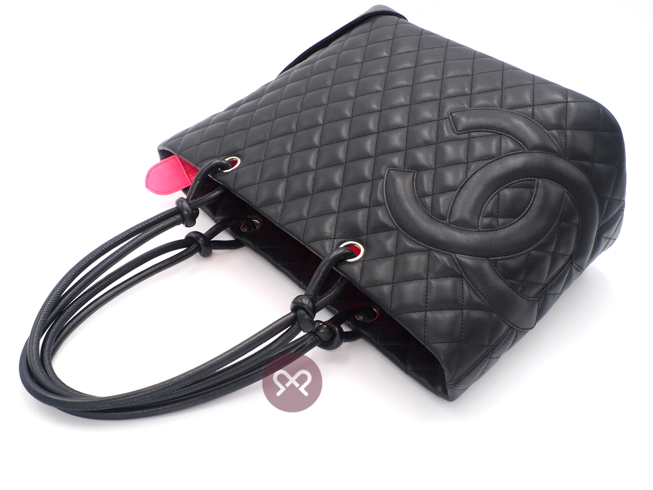 Chanel 9559985 Black x Black Lambskin Leather Cambon Quilted CC Shopping Large Tote - Image 6