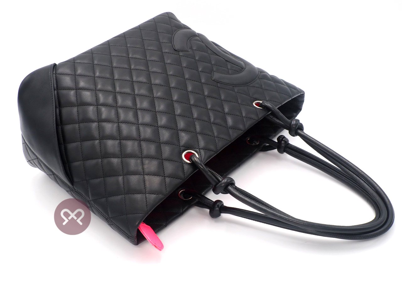 Chanel 9559985 Black x Black Lambskin Leather Cambon Quilted CC Shopping Large Tote - Image 7