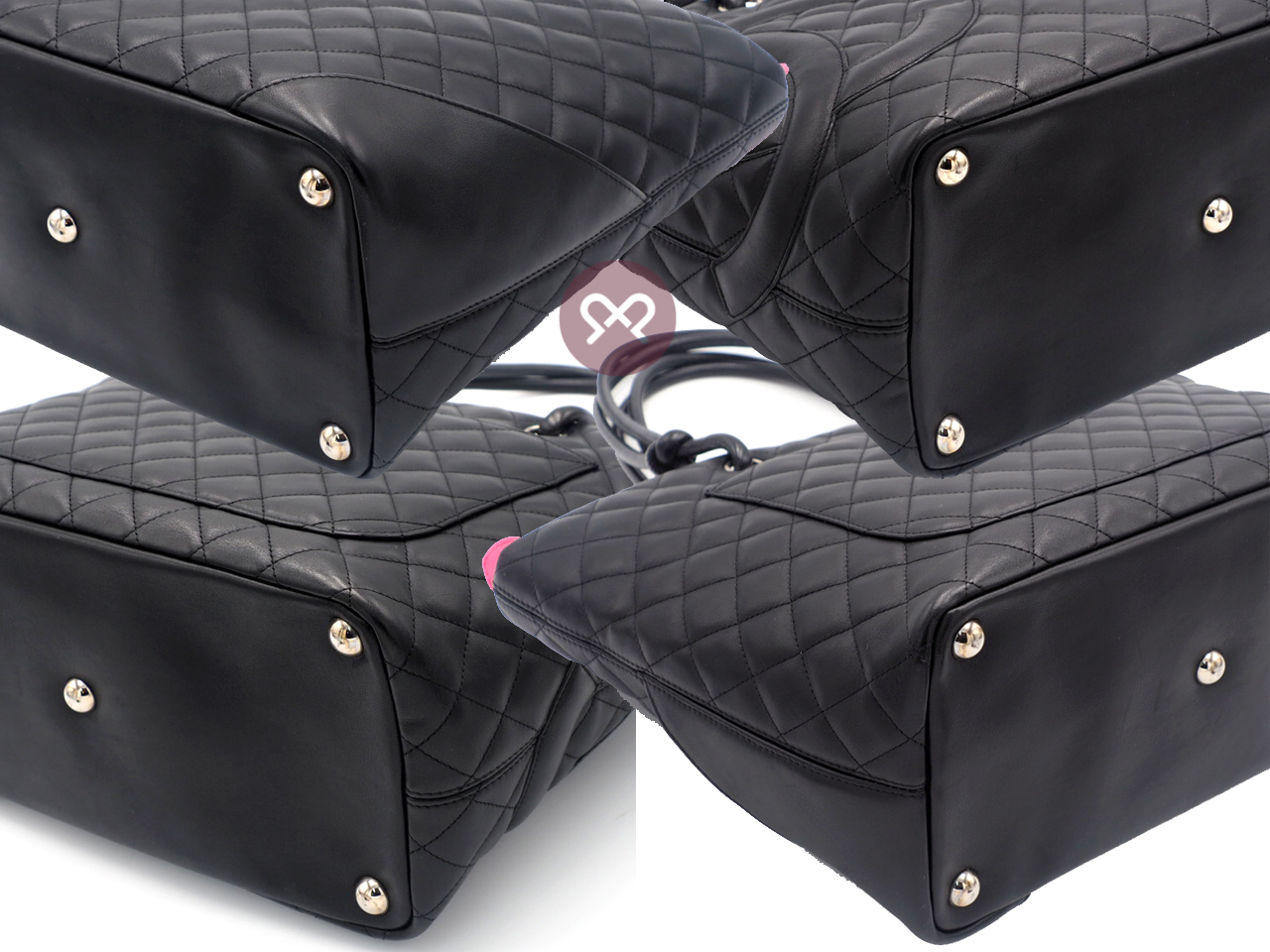 Chanel 9559985 Black x Black Lambskin Leather Cambon Quilted CC Shopping Large Tote - Image 9