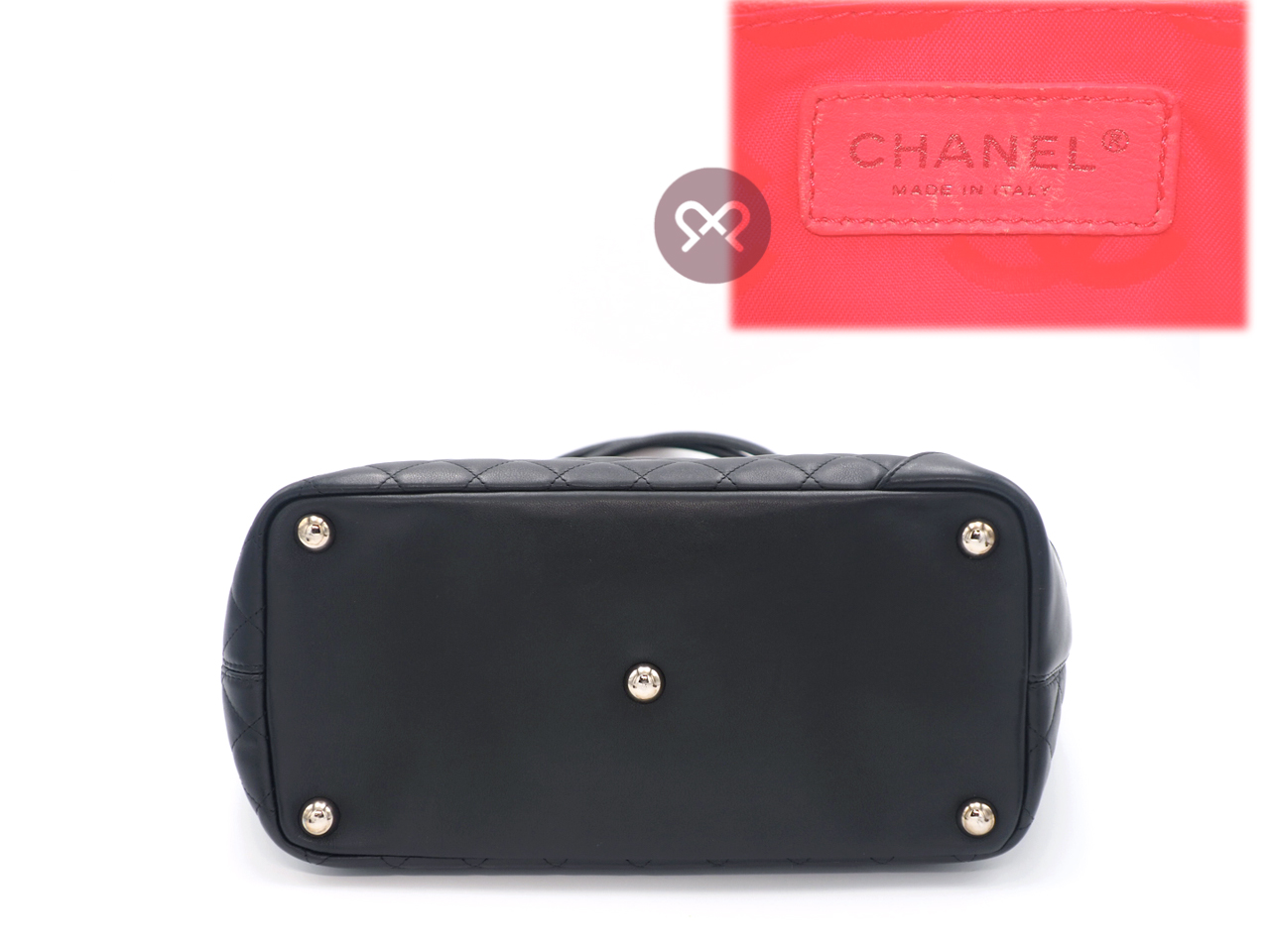 Chanel 9559985 Black x Black Lambskin Leather Cambon Quilted CC Shopping Large Tote - Image 4
