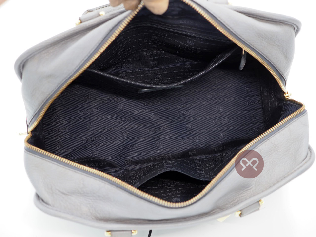 Loewe 352.45.A03 Grey/ Blue Sheep Skin Amazona 28cm Tote Bag - Image 8