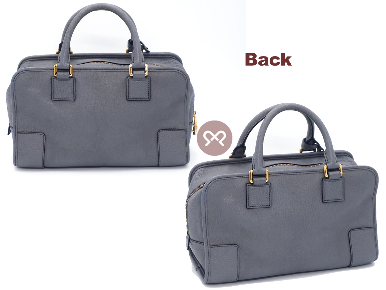 Loewe 352.45.A03 Grey/ Blue Sheep Skin Amazona 28cm Tote Bag - Image 3