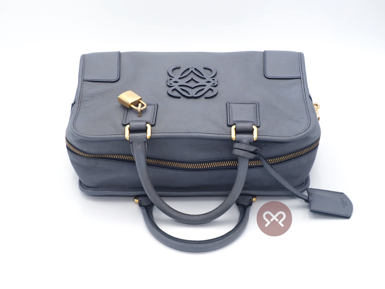 Loewe 352.45.A03 Grey/ Blue Sheep Skin Amazona 28cm Tote Bag - Image 9