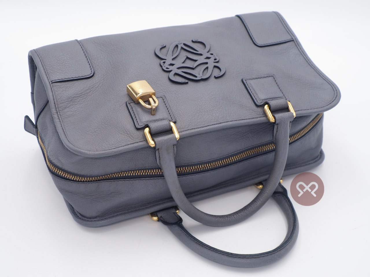 Loewe 352.45.A03 Grey/ Blue Sheep Skin Amazona 28cm Tote Bag - Image 6