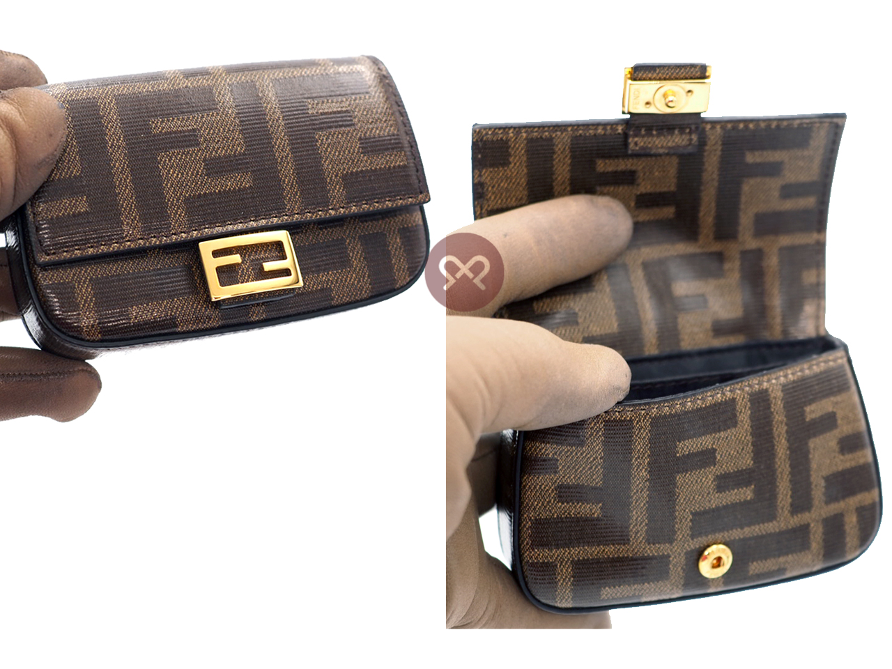 Fendi 8C0598 Zucca FF Monogram Canvas Nano Baguette Waist/ Belt Bag - Image 2