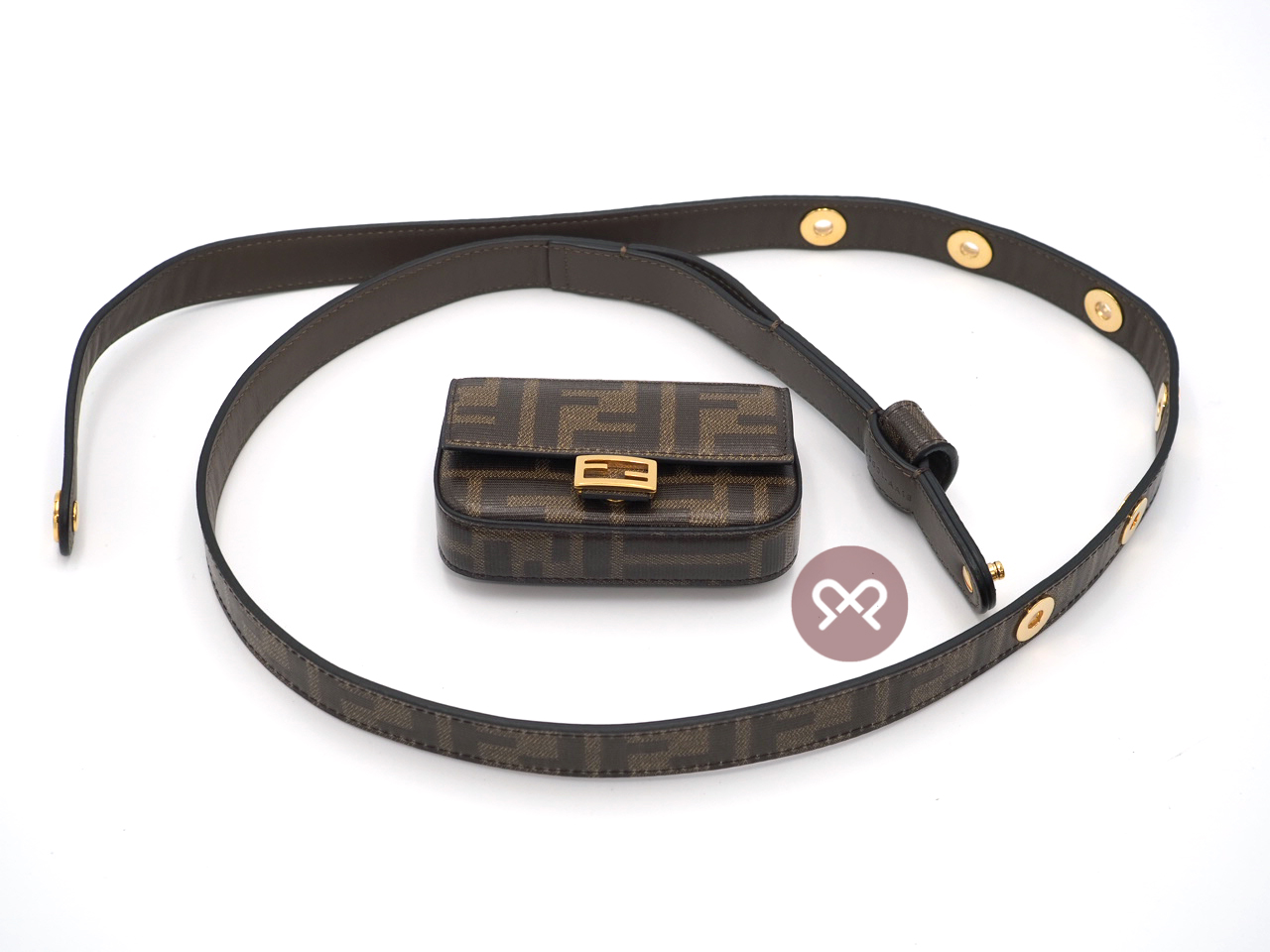 Fendi 8C0598 Zucca FF Monogram Canvas Nano Baguette Waist/ Belt Bag - Image 8