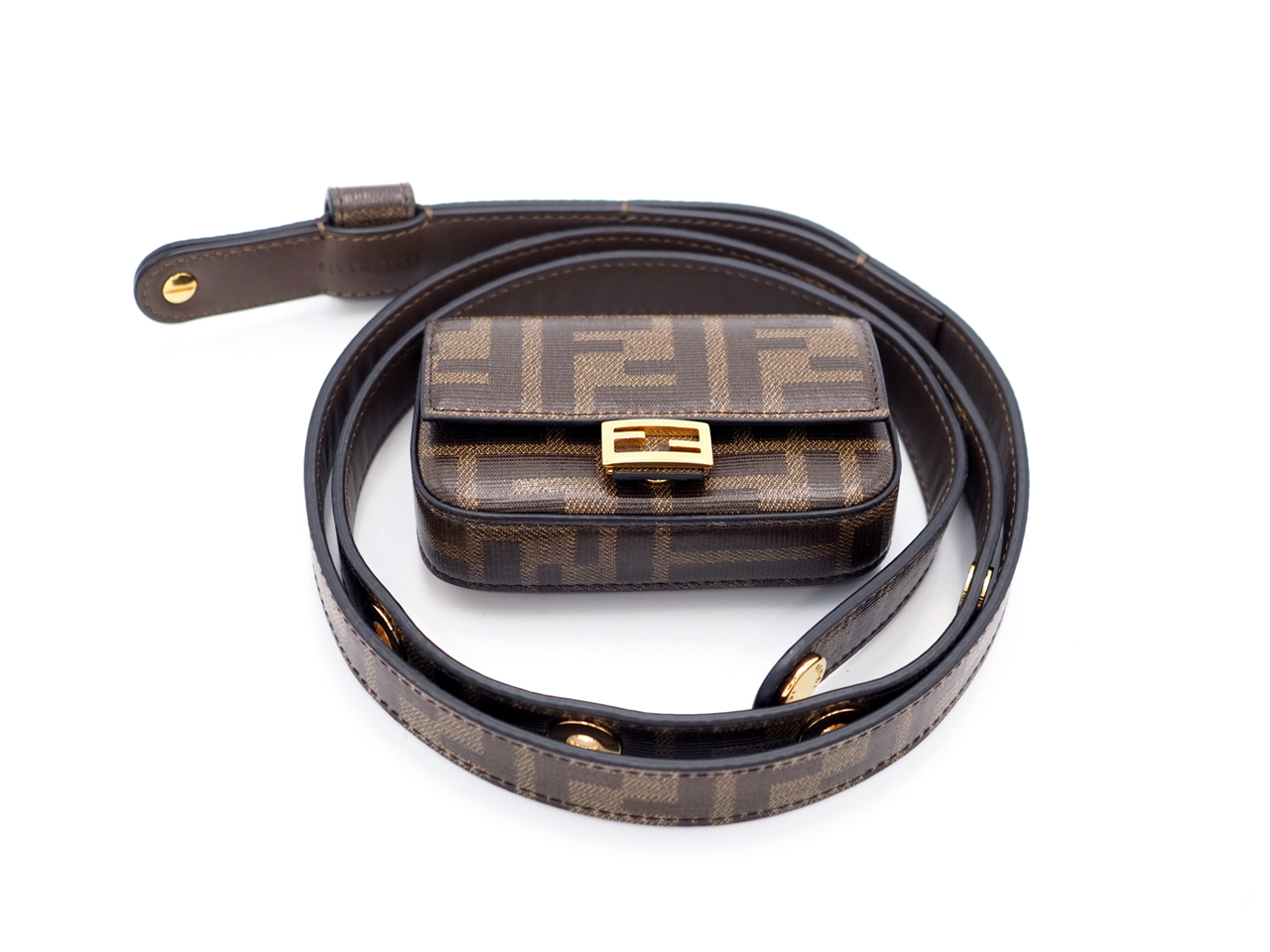 Fendi 8C0598 Zucca FF Monogram Canvas Nano Baguette Waist/ Belt Bag