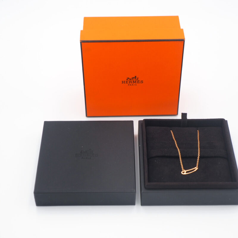 Hermes Chaine D'Ancre Mini Punk Necklace in Rose Gold AU750