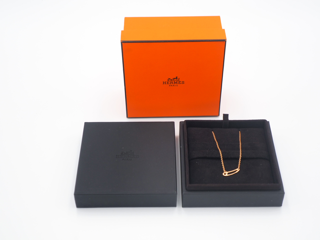 Hermes Chaine D'Ancre Mini Punk Necklace in Rose Gold AU750