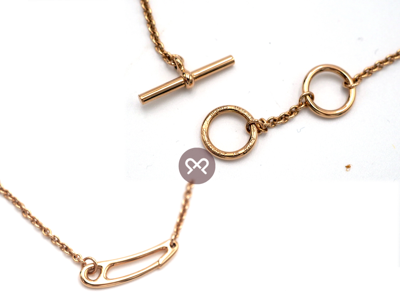 Hermes Chaine D'Ancre Mini Punk Necklace in Rose Gold AU750 - Image 5
