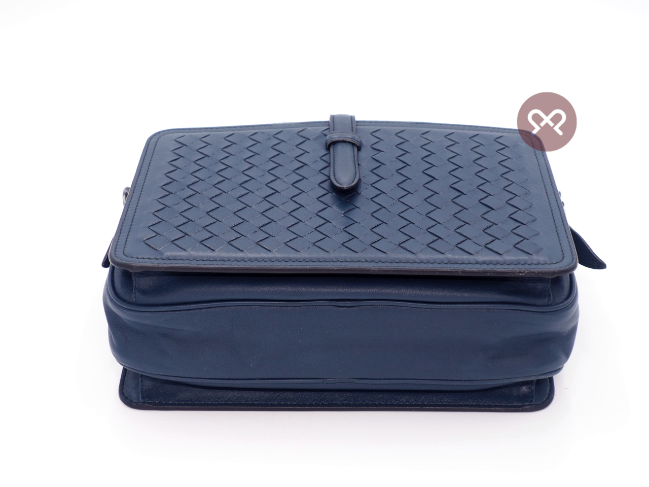 Bottega Veneta F/W15 Blue Belt Flap Camera Bag Intrecciato Nappa Medium Shoulder/ Crossbody/ Messenger Bag - Image 4