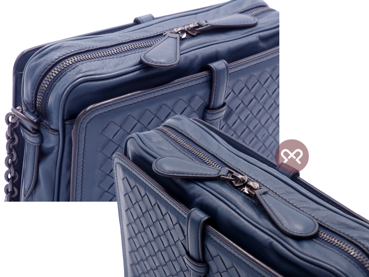 Bottega Veneta F/W15 Blue Belt Flap Camera Bag Intrecciato Nappa Medium Shoulder/ Crossbody/ Messenger Bag - Image 6