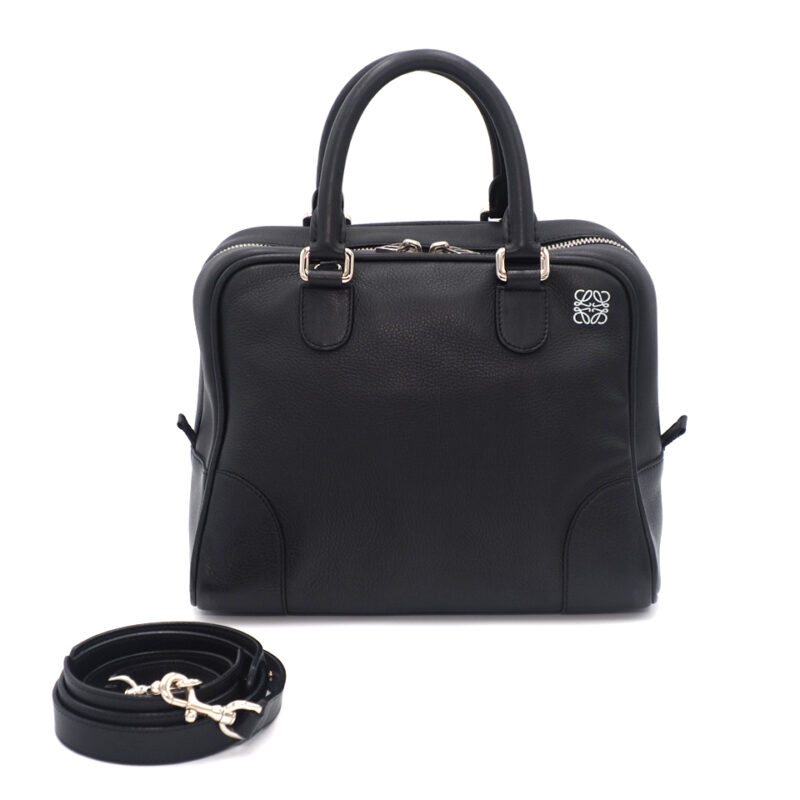 Loewe 471409 Amazona 75 Black Calf Leather 2-Way Shoulder Bag/ Tote with Strap