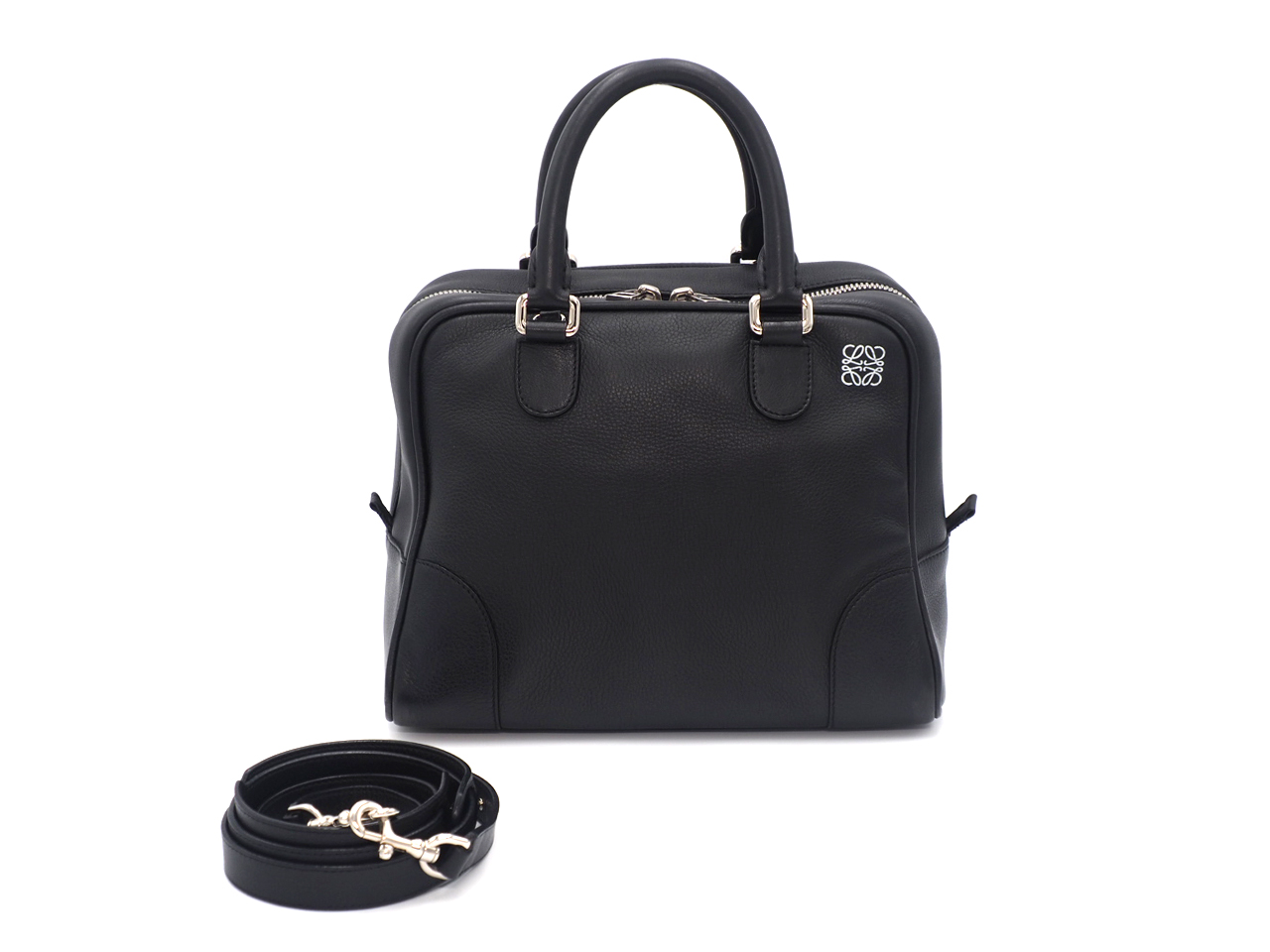 Loewe 471409 Amazona 75 Black Calf Leather 2-Way Shoulder Bag/ Tote with Strap