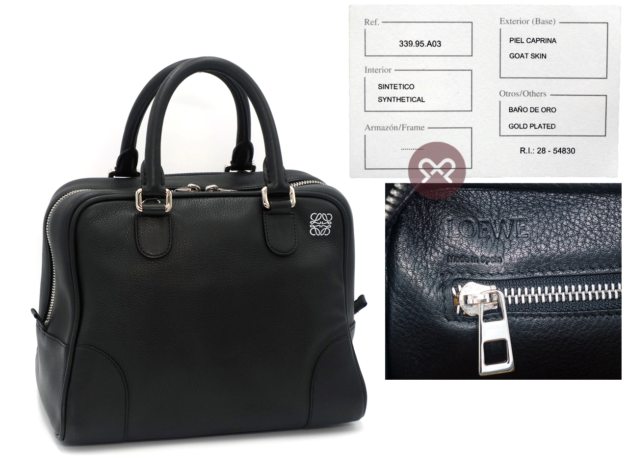 Loewe 471409 Amazona 75 Black Calf Leather 2-Way Shoulder Bag/ Tote with Strap - Image 2