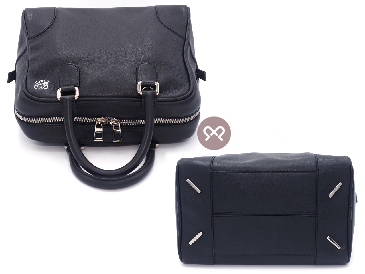 Loewe 471409 Amazona 75 Black Calf Leather 2-Way Shoulder Bag/ Tote with Strap - Image 5