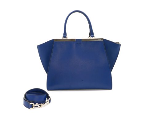 Fendi 8BH279 Blue/ Grey Leather 3Jours Medium Tote/ Shoulder Bag