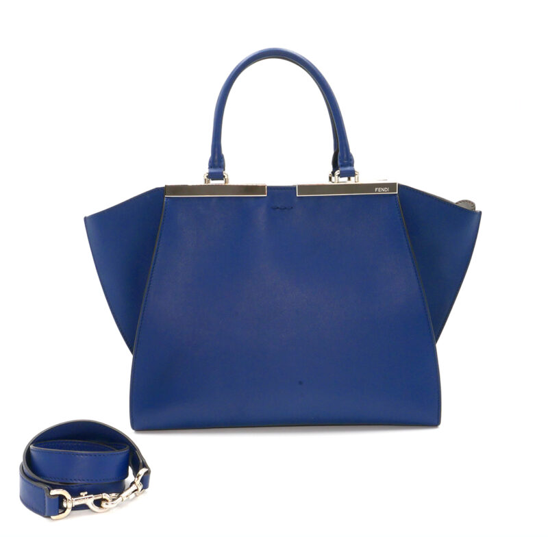 Fendi 8BH279 Blue/ Grey Leather 3Jours Medium Tote/ Shoulder Bag